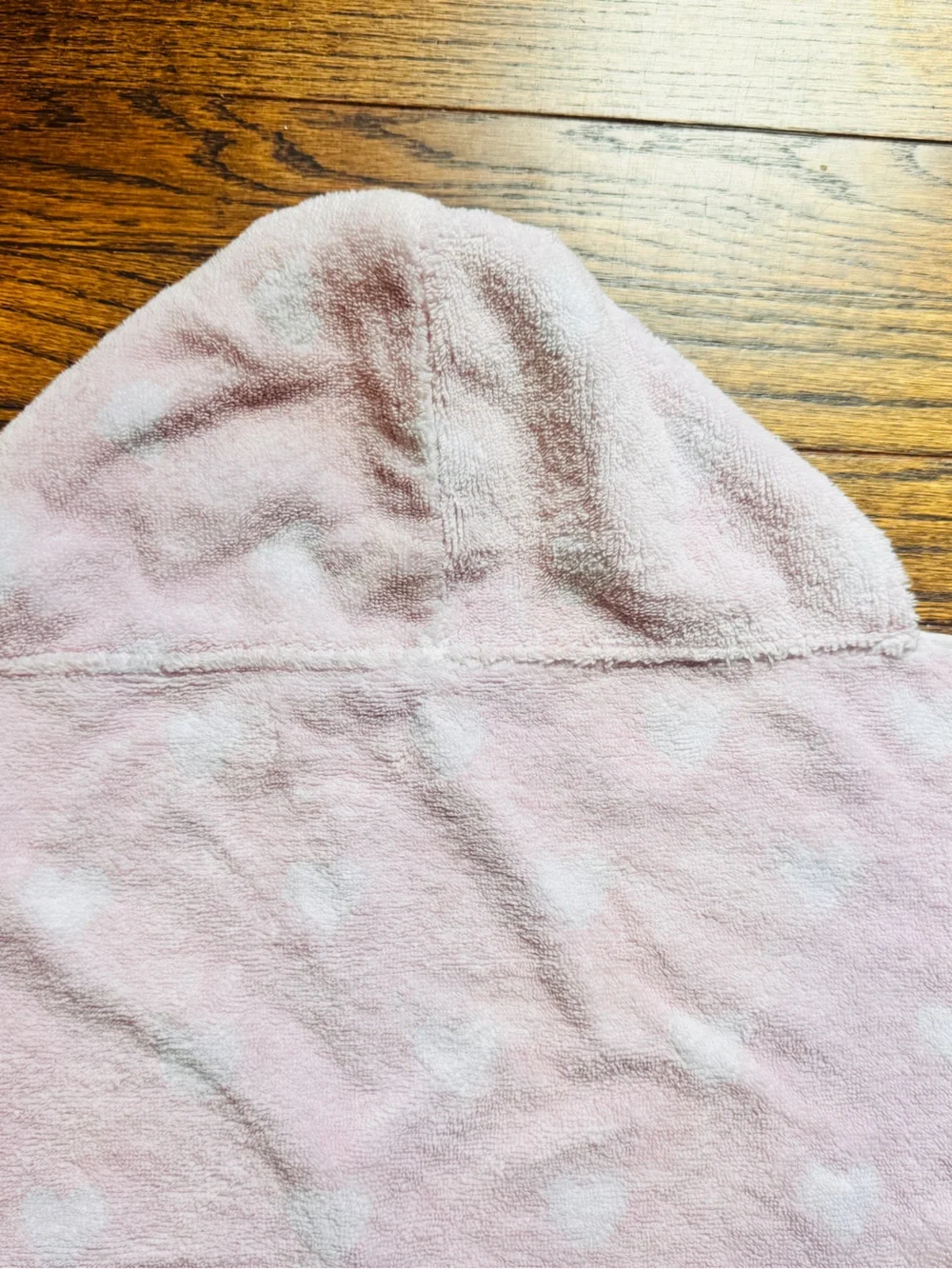Pottery Barn Kids Pink Hooded Towel with White Hearts “Kinsley” embroidered